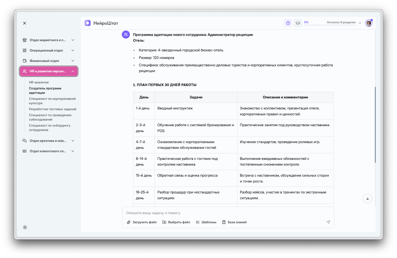 Адаптация новых сотрудников с помощью ИИ для отелей